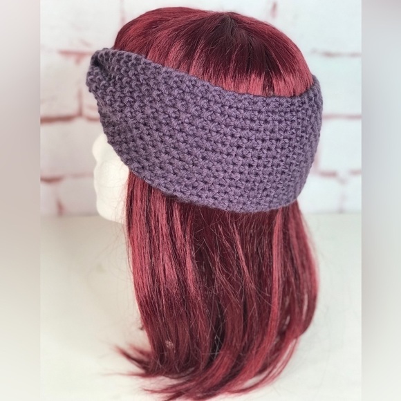 Knotted Bow Knit Headband Purple One Size - Picture 4 of 15